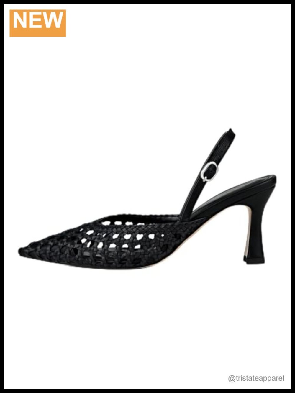 Woven Slingback Heels Pointed Toe Pumps 3.5 in
